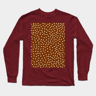 White Polka Dot Spots on Chocolate Pattern Long Sleeve T-Shirt